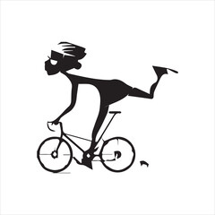 Naklejka premium Cycling young woman rides a bike Vector Image