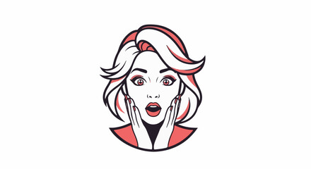 Obraz premium Pop art illustration of a surprised woman with wide eyes and open mouth