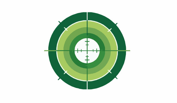 Green target icon with crosshair precision concept flat vector illustration isolated on white background