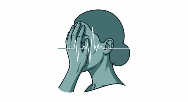 Person's head with hands over ears, symbolizing internal noise or distress