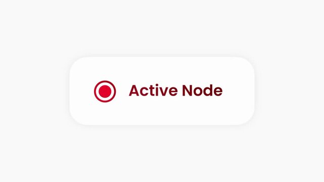 A white rounded rectangle card showing a red pulsing circle dot beside the label Active Node on a dark charcoal background