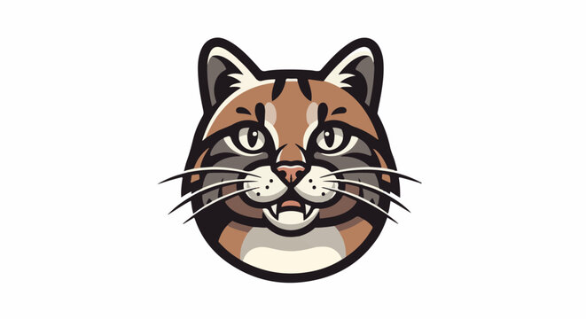 Stylized bobcat head with sharp teeth and piercing eyes