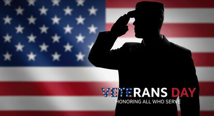 Honoring america a silhouette salutes the flag on flag day