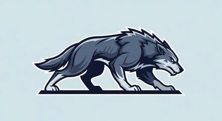 Fototapeta premium Stylized wolf illustration in motion against a light blue background