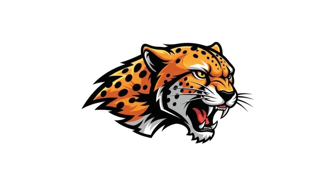 Vibrant cheetah head illustration isolated on white background for design