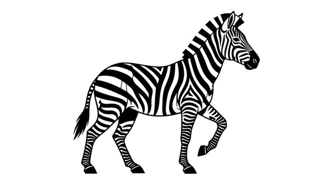 Zebra illustration walking isolated on white background digital art vector