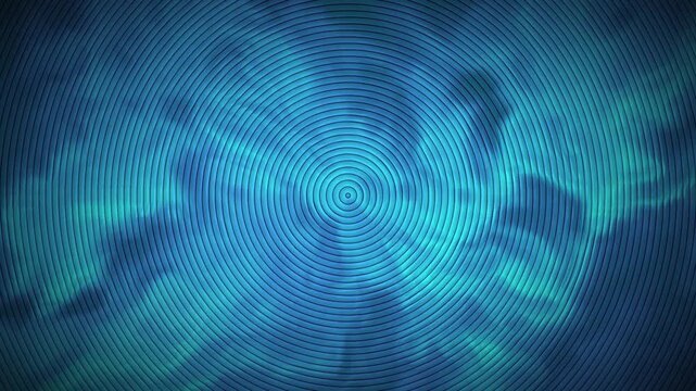 Vibrant blue digital illustration of concentric circles on a textured background