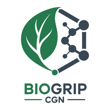 Biogrip cgn logo featuring leaf and molecular network design