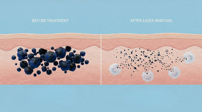 3D Anatomy of Laser Tattoo Removal and Macrophage Pigment Clearance Process