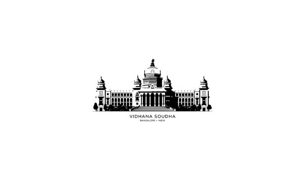 Bangalore Vidhana Soudha Landmark Architecture Vector Art