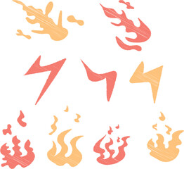 Obraz premium Doodle pencil elements with meteor flame lightning icons.