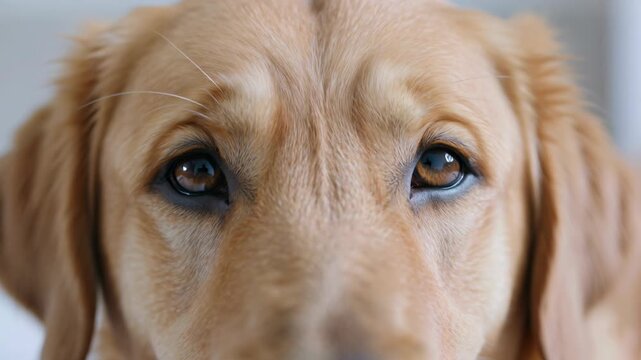 Gros plan sur le visage d&rsquo;un chien regardant l&rsquo;objectif, lumi&egrave;re naturelle douce et yeux expressifs, ambiance minimaliste et &eacute;motionnelle