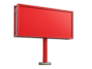 Fototapeta premium Blank red billboard sign on a stand isolated on transparent background