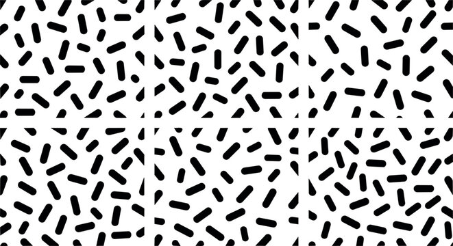 Black and white scattered short dash pattern vector art