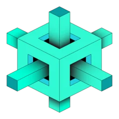 Fototapete 3D Impossible 3D isometric cube illusion with geometric bars passing through a hollow frame on transparent.  © Jimmy DJ