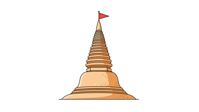 Illustration of a traditional Thai sand pagoda with a small red flag on top commonly seen during Songkran festival.