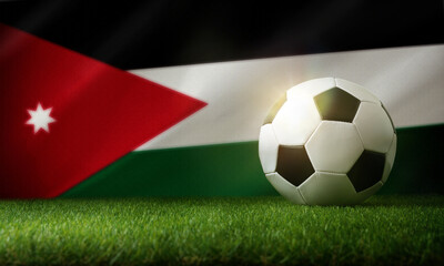Naklejka premium Soccer Ball on Jordan Flag Background