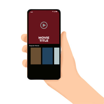 Movie player app on smartphone screen. Netflix. UI. UX. User interface user experience. Youtube	