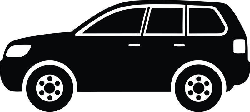 Crossover Vehicle silhouette vector art illustration and minimal black and white design