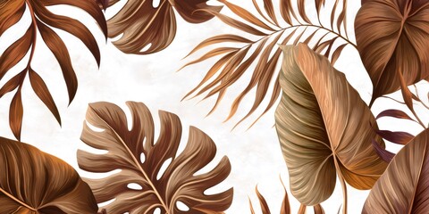 Obraz premium Tropical leaves creating a warm autumn botanical background