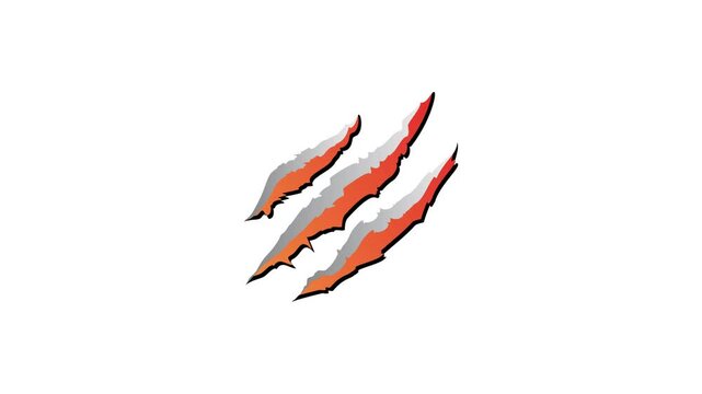 Animal claw scratches, tiger, dog, lion, monster, scratches, talons cuts cat 4k animation on white background