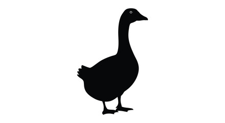 A striking black silhouette depicts a graceful goose standing in profile showcasing its elegant form silhouette high quality professional detailed modern © CreativeAkash099