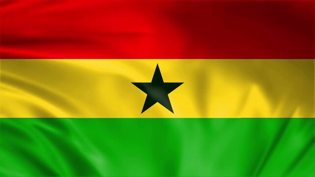 Ghana flag waving in the win full screen 3d animation loop seamless animation. good for background waiting screen