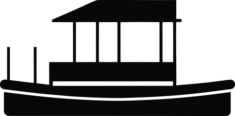 Pontoon silhouette vector art illustration and minimal black and white design © Nitai Bhowmik