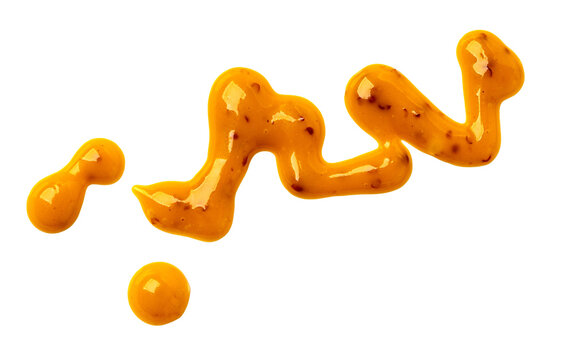 Mustard sauce drizzle splash with transparent background