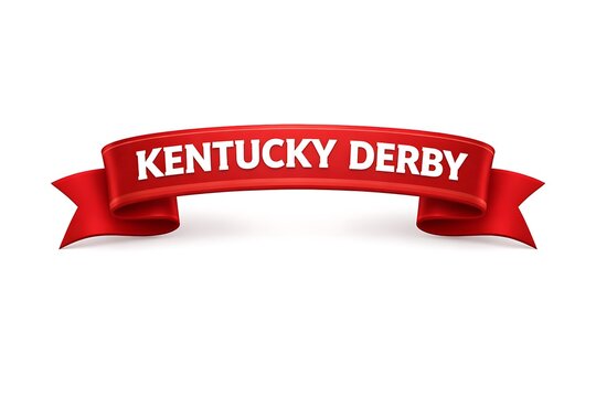 Red ribbon banner with kentucky derby text isolated on white background