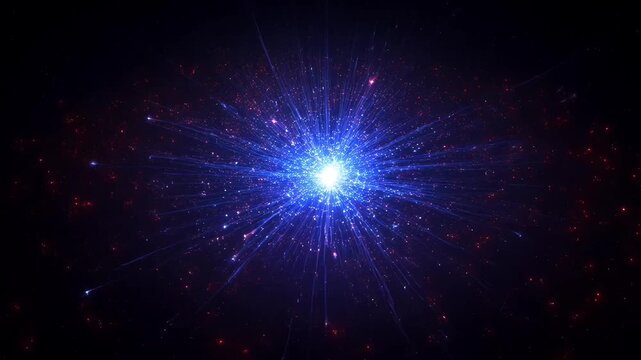 Abstract blue light explosion with cosmic dust and nebulas