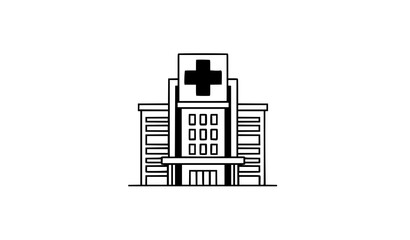 Naklejka premium Hospital icon vector emblem healthcare building emergency medical design