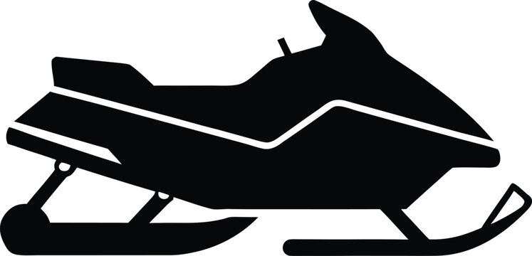 Snowmobile silhouette vector art illustration and minimal black and white design