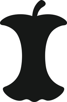 Minimalist apple core silhouette vector illustration