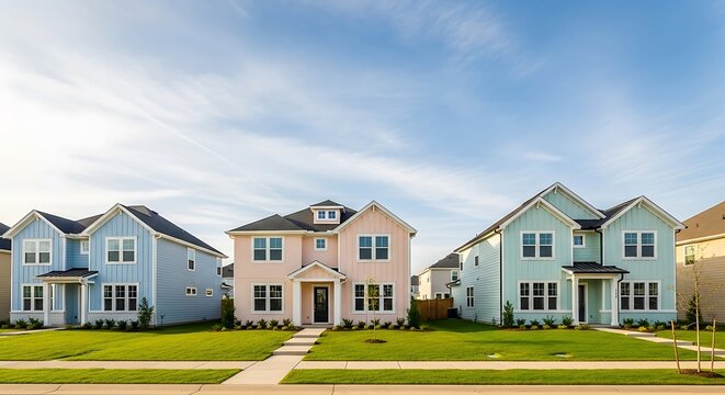 suburban neighborhood with modern houses