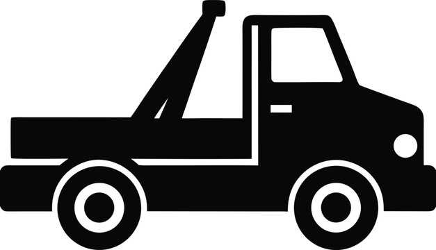 Tow Truck silhouette vector art illustration and minimal black and white design
