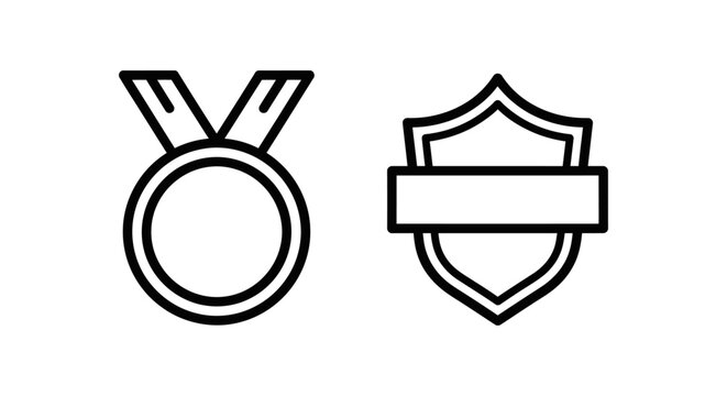 Second place medal and runner-up shield icons with runner up runner-up competition achievement illustration minimalist isolated background business teamwork