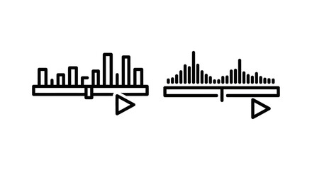 Fototapeta premium Audio playback and volume equalizer icons with playback equalizer adjustment illustration collection technology production entertainment representation information frequency