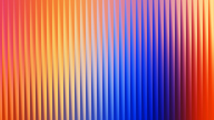 Vibrant vertical ribbed gradient background transitions from warm orange to deep blue and red, offering a dynamic and energetic visual for creative projects and designs. © Safaite