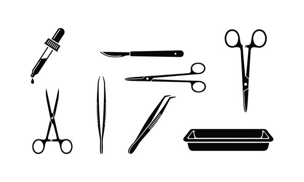 Essential surgical and medical tools illustration