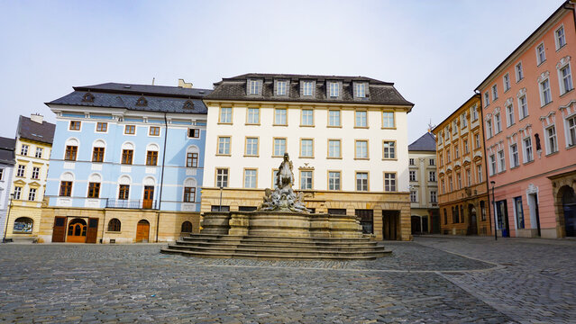Caesar Fountain in Olomouc, Czech Republic. This is the biggest of seven magnificent city's Baroque fountains. It was built in 1725 by stonemason Vaclav Render and sculptor Jan Jiri Schauberger.