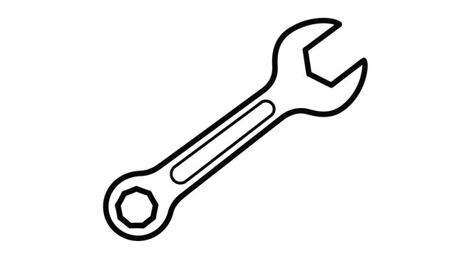 Simple black and white line drawing of an adjustable wrench tool