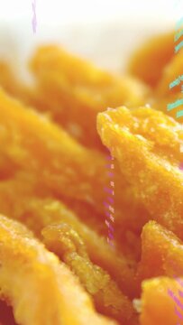 Vertical video: Camera pullback revealing golden flakes, code columns sliding upward for tech