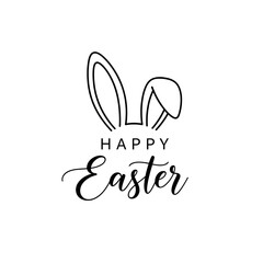 Obraz premium Draw outline rabbit ears on white for Easter day.