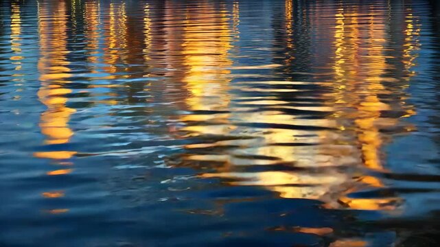 Water reflection golden light ripples abstract background