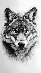 Fototapeta premium Beautiful monochrome wolf portrait with soft pencil shading wallpaper