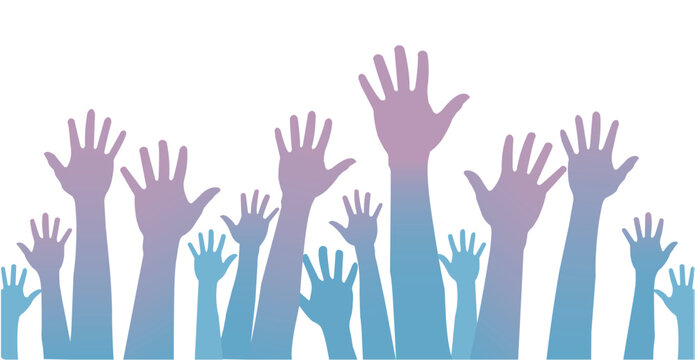 Vector Set of Raised Hands Silhouettes &ndash; Crowd Participation and Voting Concept Illustration