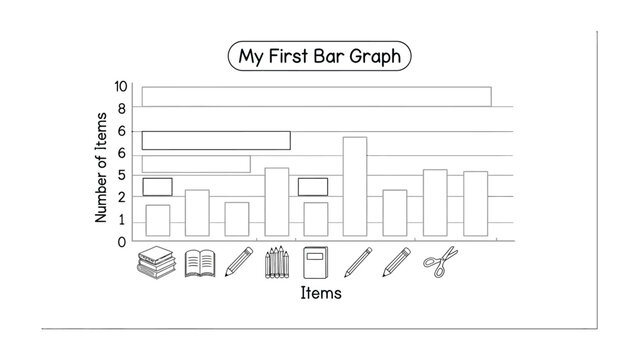 Simplified Bar Graph: Visual representation of item quantities in an informative chart, designed for clarity and easy understanding
