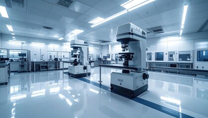 Obraz premium Advanced Laboratory with Precision Measuring Equipment and Cleanroom Environment.