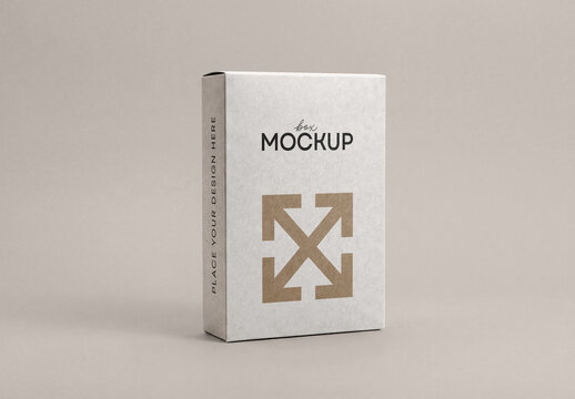 Vertical Cardboard Box Packaging Mockup with Editable Background and Realistic Texture